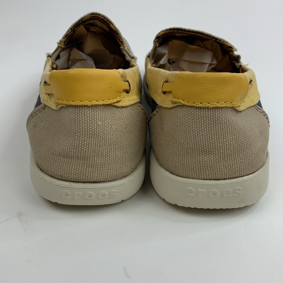 Crocs Slip on canvas shoe Size 7 Tan yellow blue Loafer Style - Picture 6 of 14